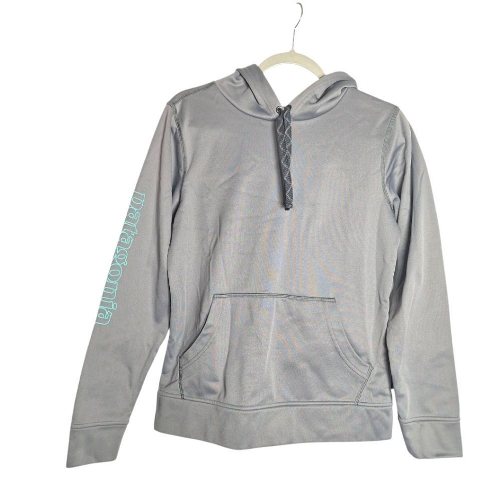 Patagonia Poly Hoody Logo Gray Thick Pullover Medium Mens